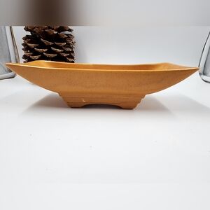 McCoy Pottery Planter Stamped USA 1602 Console Bowl Art Deco Style Footed Orange